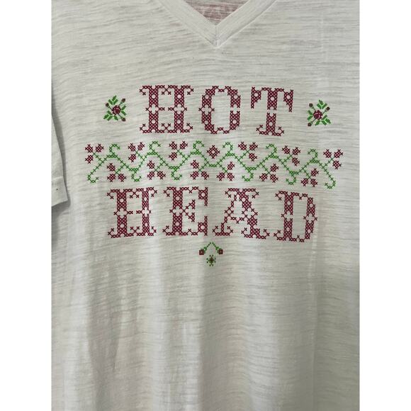 Junk Gypsy Hot Head Embroidery Screenprint V Neck Shirt Size XX-Large - Picture 3 of 4